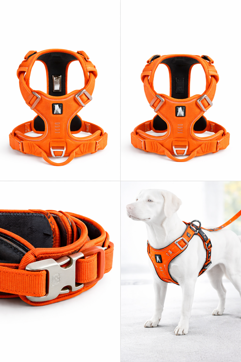 Harnais pour Chien Antitraction Ajustable – Nylon Résistant & Rembourré Confort, Réfléchissant Sécurité