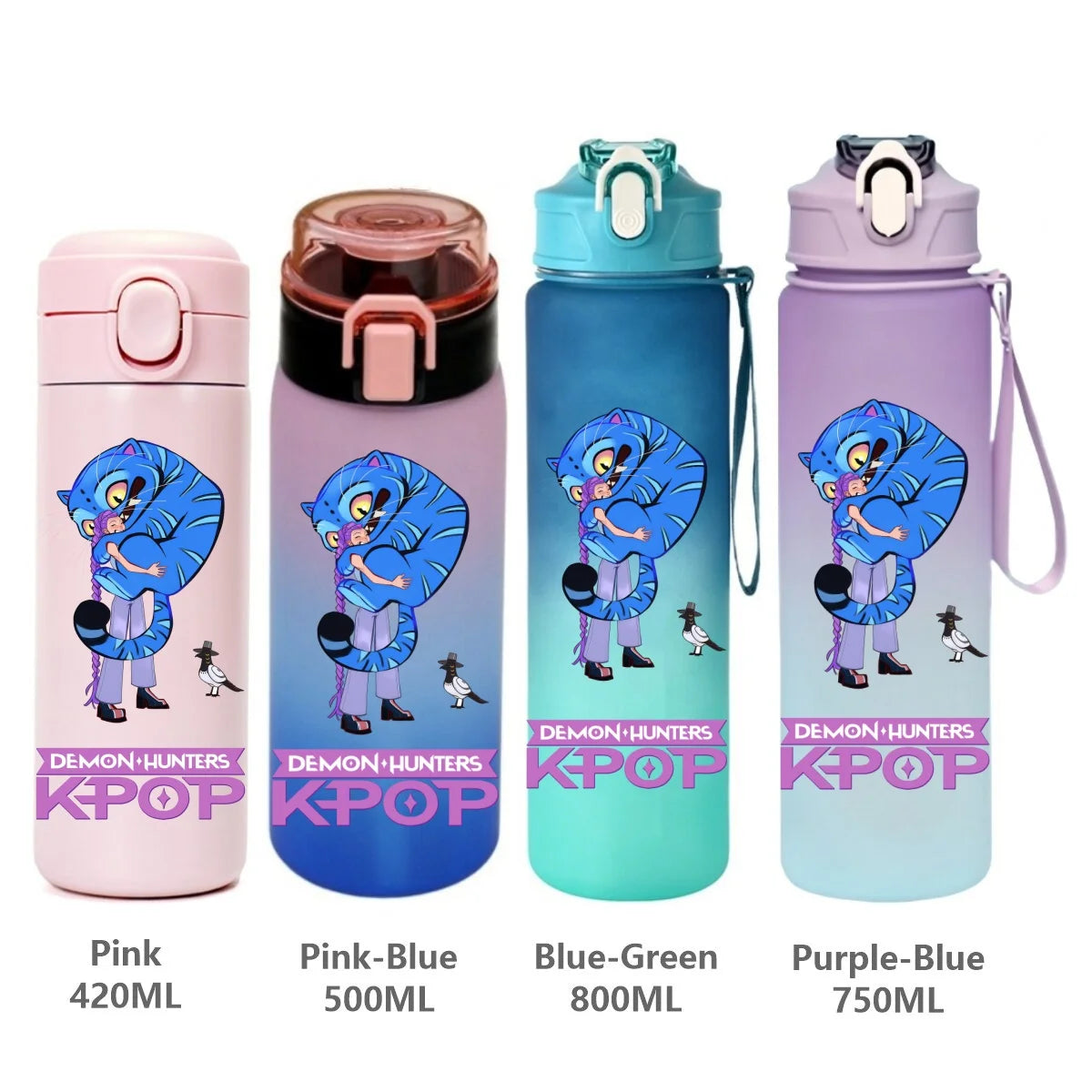 Gourde KPop Demon-Hunters HUNTR/X (Rumi, Mira, Zoey) - Bouteille Sport Isotherme ou Dégradée