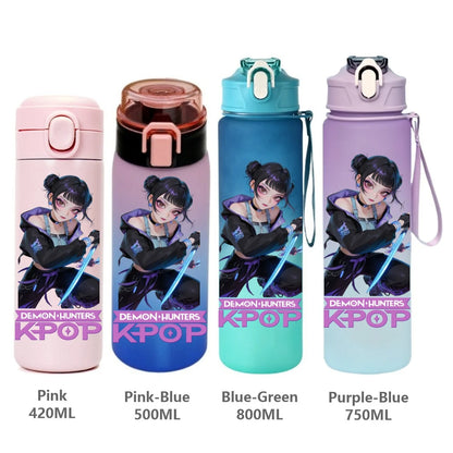 Gourde KPop Demon-Hunters HUNTR/X (Rumi, Mira, Zoey) - Bouteille Sport Isotherme ou Dégradée