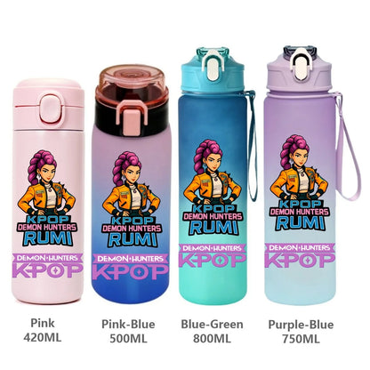 Gourde KPop Demon-Hunters HUNTR/X (Rumi, Mira, Zoey) - Bouteille Sport Isotherme ou Dégradée