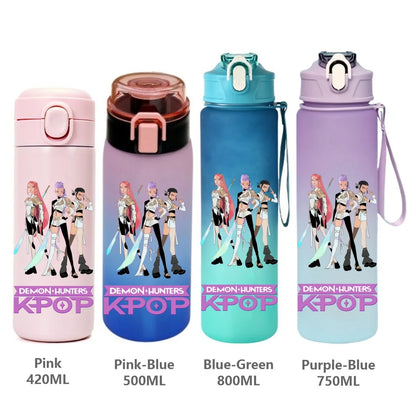 Gourde KPop Demon-Hunters HUNTR/X (Rumi, Mira, Zoey) - Bouteille Sport Isotherme ou Dégradée