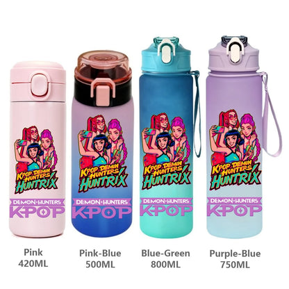 Gourde KPop Demon-Hunters HUNTR/X (Rumi, Mira, Zoey) - Bouteille Sport Isotherme ou Dégradée