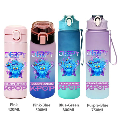 Gourde KPop Demon-Hunters HUNTR/X (Rumi, Mira, Zoey) - Bouteille Sport Isotherme ou Dégradée