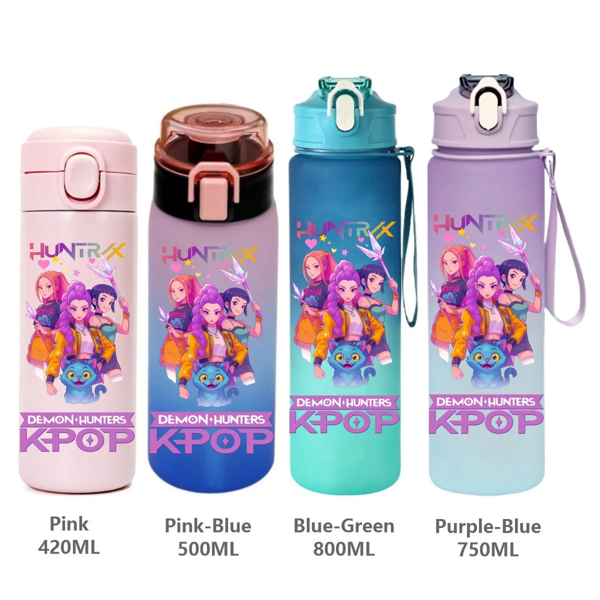 Gourde KPop Demon-Hunters HUNTR/X (Rumi, Mira, Zoey) - Bouteille Sport Isotherme ou Dégradée