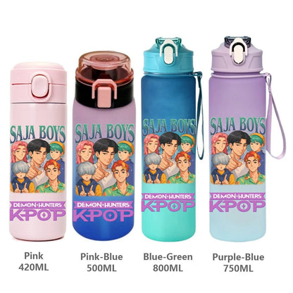 Gourde KPop Demon-Hunters HUNTR/X (Rumi, Mira, Zoey) - Bouteille Sport Isotherme ou Dégradée