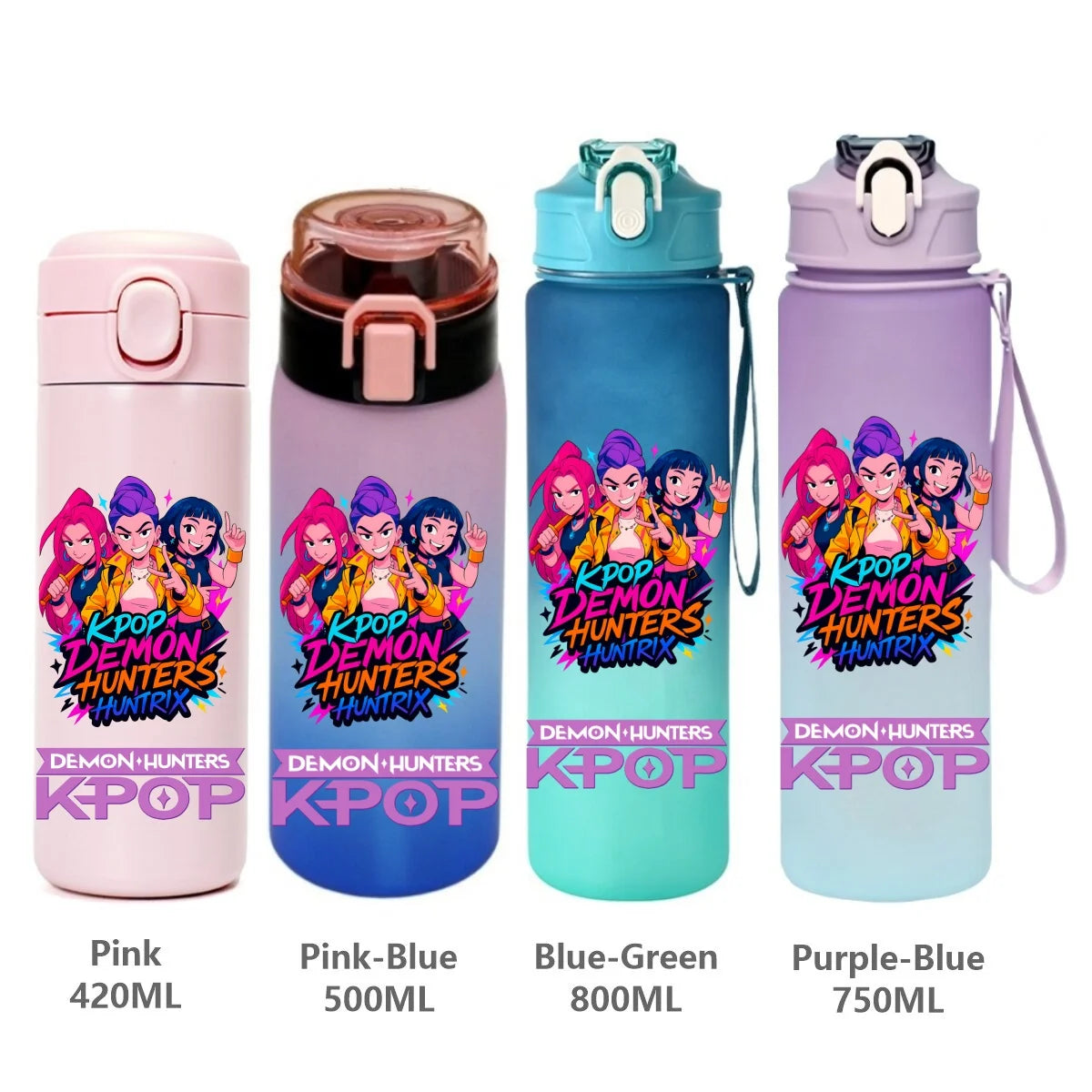 Gourde KPop Demon-Hunters HUNTR/X (Rumi, Mira, Zoey) - Bouteille Sport Isotherme ou Dégradée