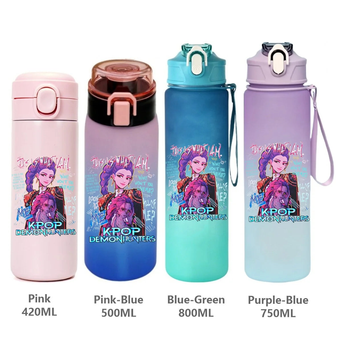 Gourde KPop Demon-Hunters HUNTR/X (Rumi, Mira, Zoey) - Bouteille Sport Isotherme ou Dégradée