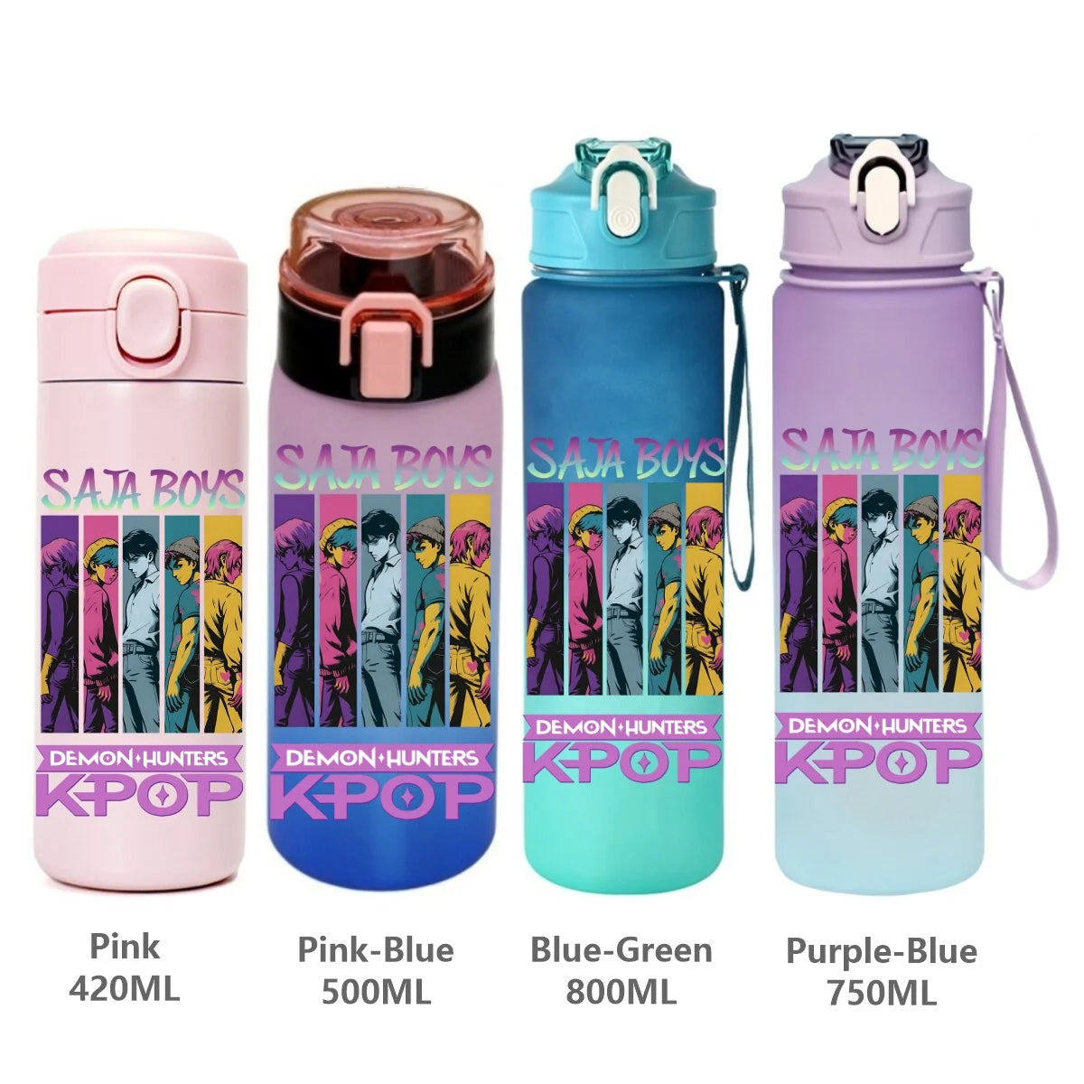 Gourde KPop Demon-Hunters HUNTR/X (Rumi, Mira, Zoey) - Bouteille Sport Isotherme ou Dégradée