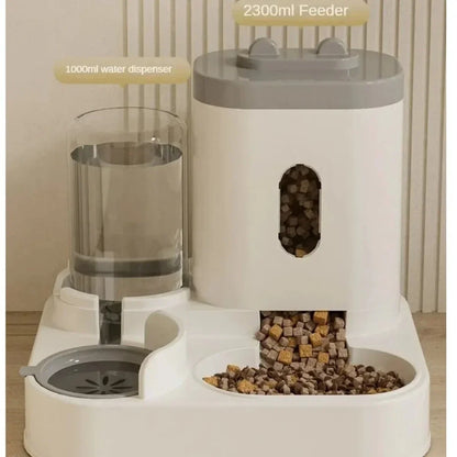 Distributeur Automatique 2 en 1 pour Chat et Chien – Fontaine à Eau + Réservoir de Croquettes