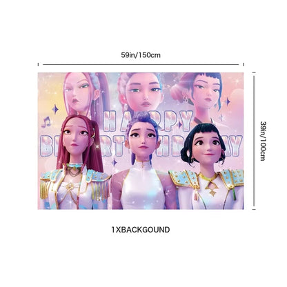 Kit de Vaisselle de Fête KPop Demon-Hunters HUNTR/X & Saja Boys - Décoration Anniversaire Thème K-Pop