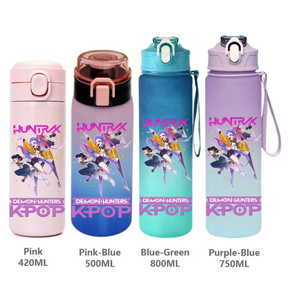 Gourde KPop Demon-Hunters HUNTR/X (Rumi, Mira, Zoey) - Bouteille Sport Isotherme ou Dégradée