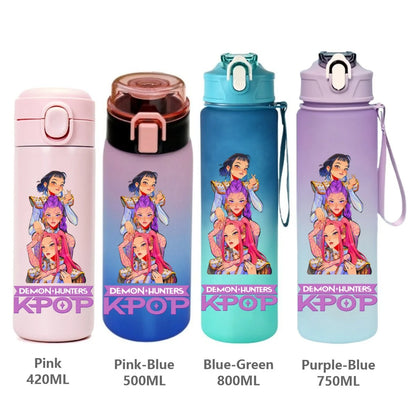Gourde KPop Demon-Hunters HUNTR/X (Rumi, Mira, Zoey) - Bouteille Sport Isotherme ou Dégradée