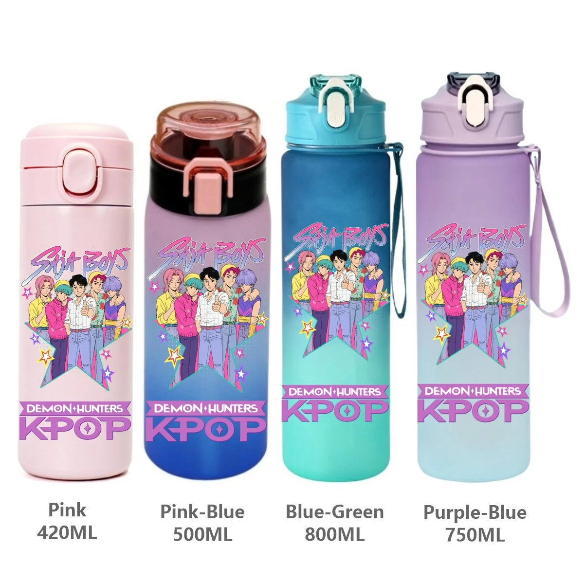 Gourde KPop Demon-Hunters HUNTR/X (Rumi, Mira, Zoey) - Bouteille Sport Isotherme ou Dégradée