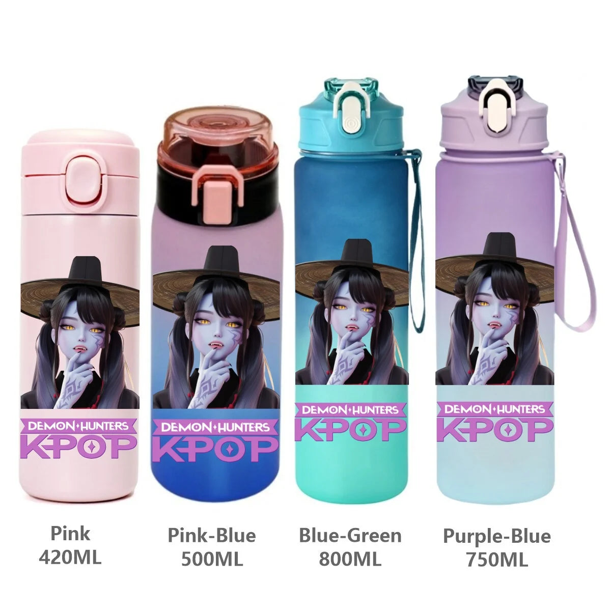 Gourde KPop Demon-Hunters HUNTR/X (Rumi, Mira, Zoey) - Bouteille Sport Isotherme ou Dégradée