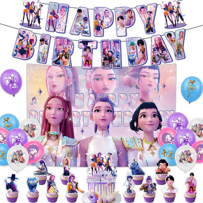 Kit de Vaisselle de Fête KPop Demon-Hunters HUNTR/X & Saja Boys - Décoration Anniversaire Thème K-Pop