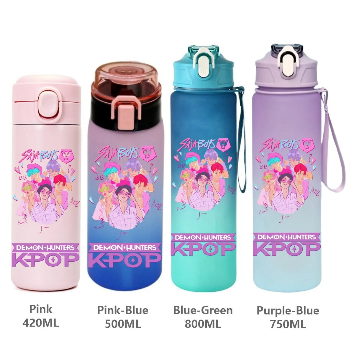 Gourde KPop Demon-Hunters HUNTR/X (Rumi, Mira, Zoey) - Bouteille Sport Isotherme ou Dégradée