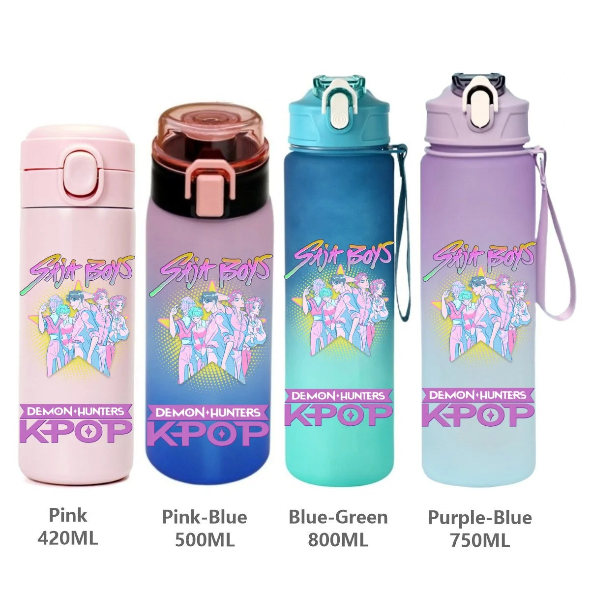 Gourde KPop Demon-Hunters HUNTR/X (Rumi, Mira, Zoey) - Bouteille Sport Isotherme ou Dégradée