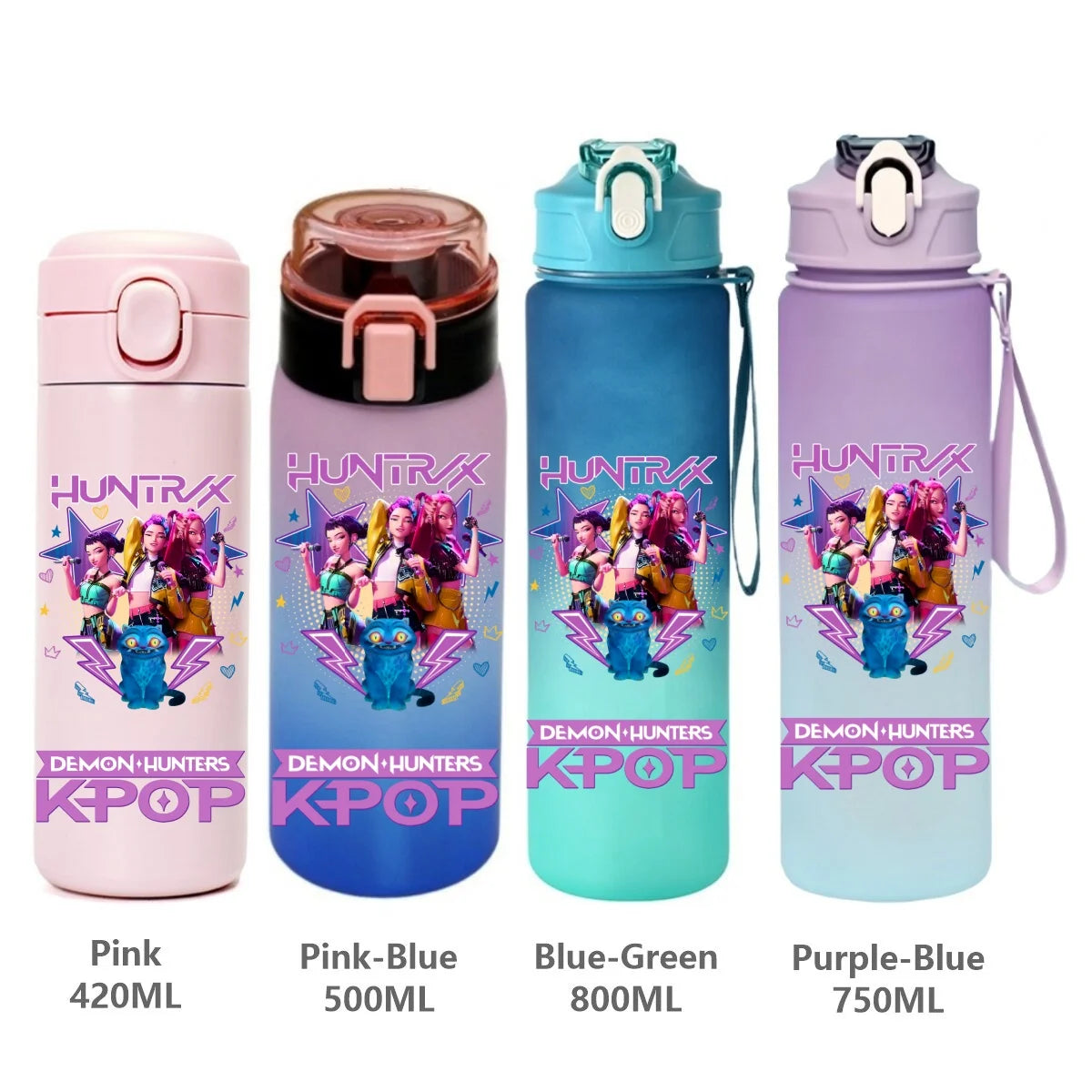 Gourde KPop Demon-Hunters HUNTR/X (Rumi, Mira, Zoey) - Bouteille Sport Isotherme ou Dégradée