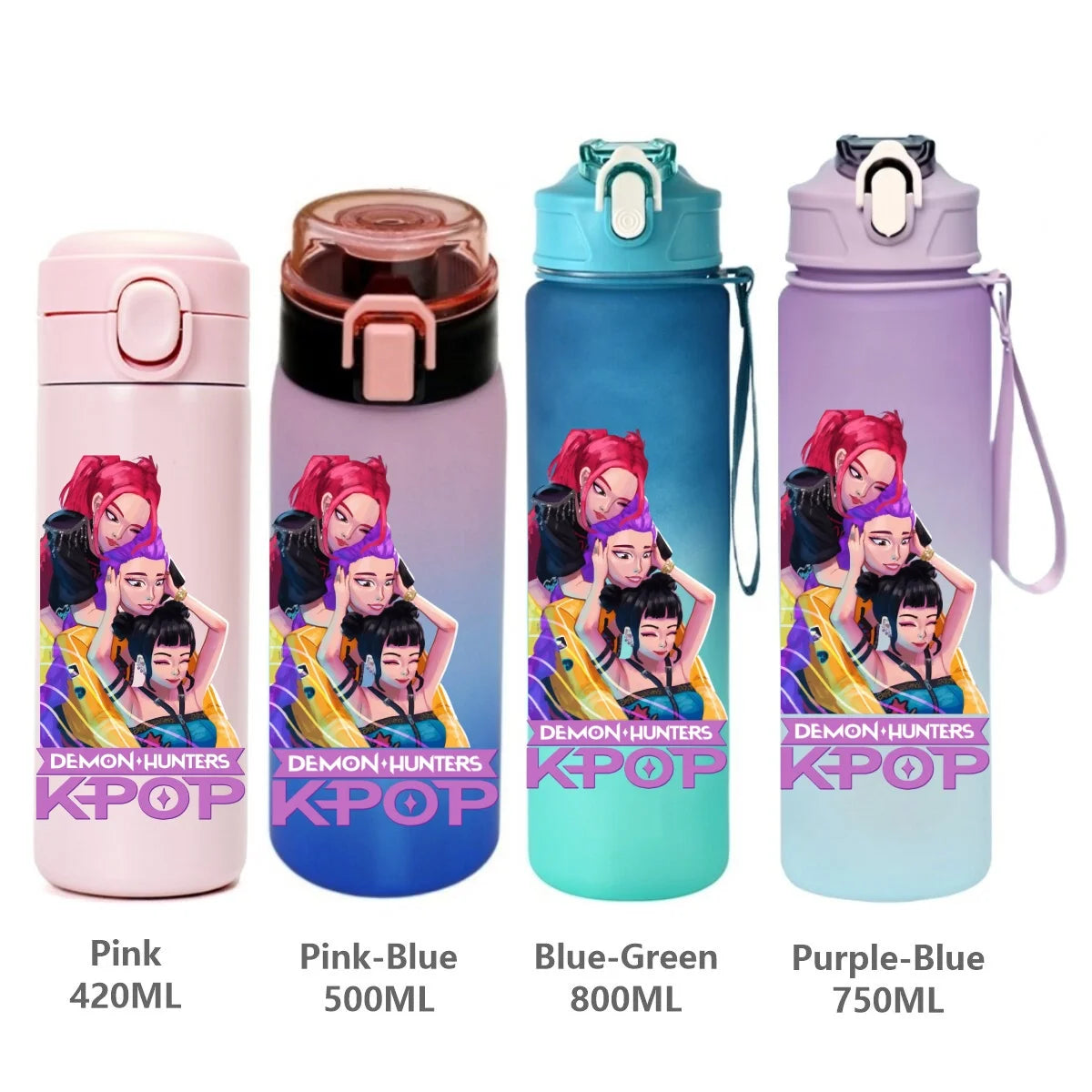 Gourde KPop Demon-Hunters HUNTR/X (Rumi, Mira, Zoey) - Bouteille Sport Isotherme ou Dégradée