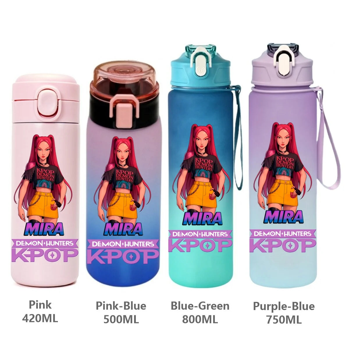 Gourde KPop Demon-Hunters HUNTR/X (Rumi, Mira, Zoey) - Bouteille Sport Isotherme ou Dégradée