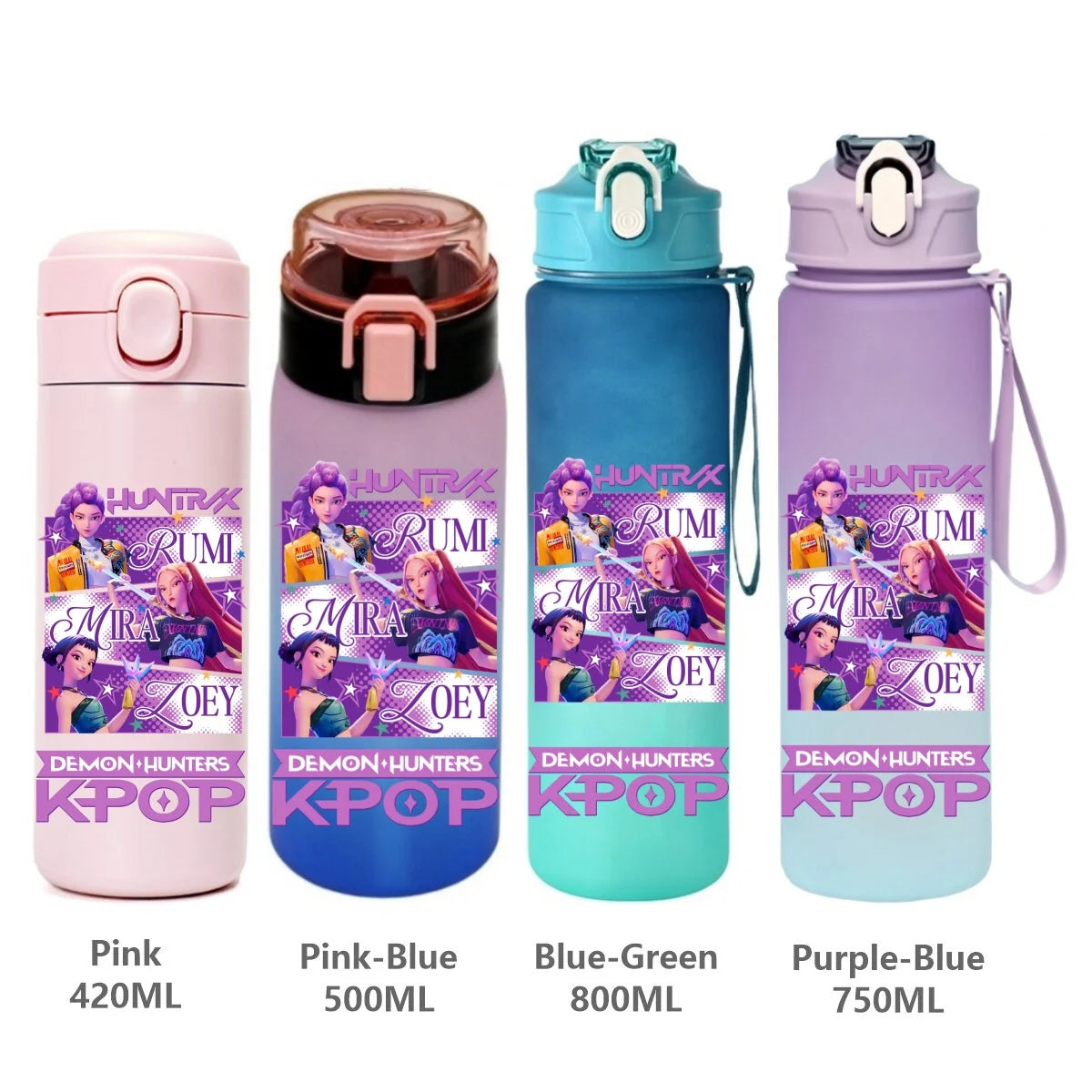 Gourde KPop Demon-Hunters HUNTR/X (Rumi, Mira, Zoey) - Bouteille Sport Isotherme ou Dégradée