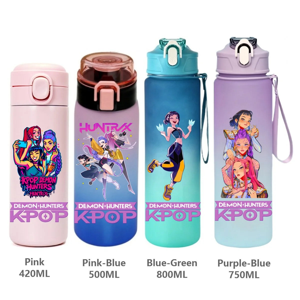 Gourde KPop Demon-Hunters HUNTR/X (Rumi, Mira, Zoey) - Bouteille Sport Isotherme ou Dégradée