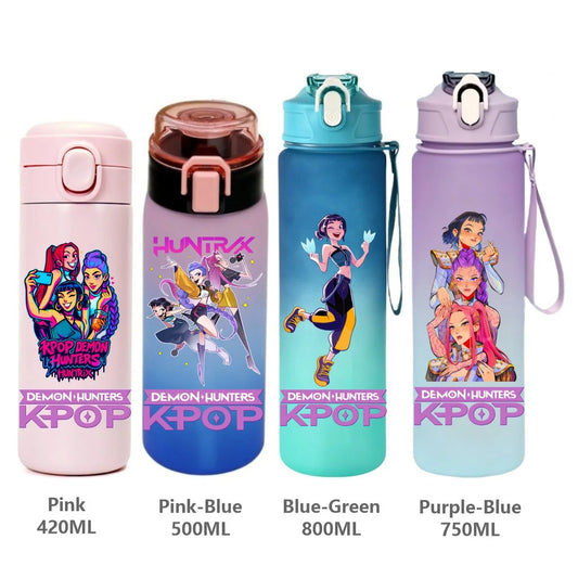 Gourde KPop Demon-Hunters HUNTR/X (Rumi, Mira, Zoey) - Bouteille Sport Isotherme ou Dégradée