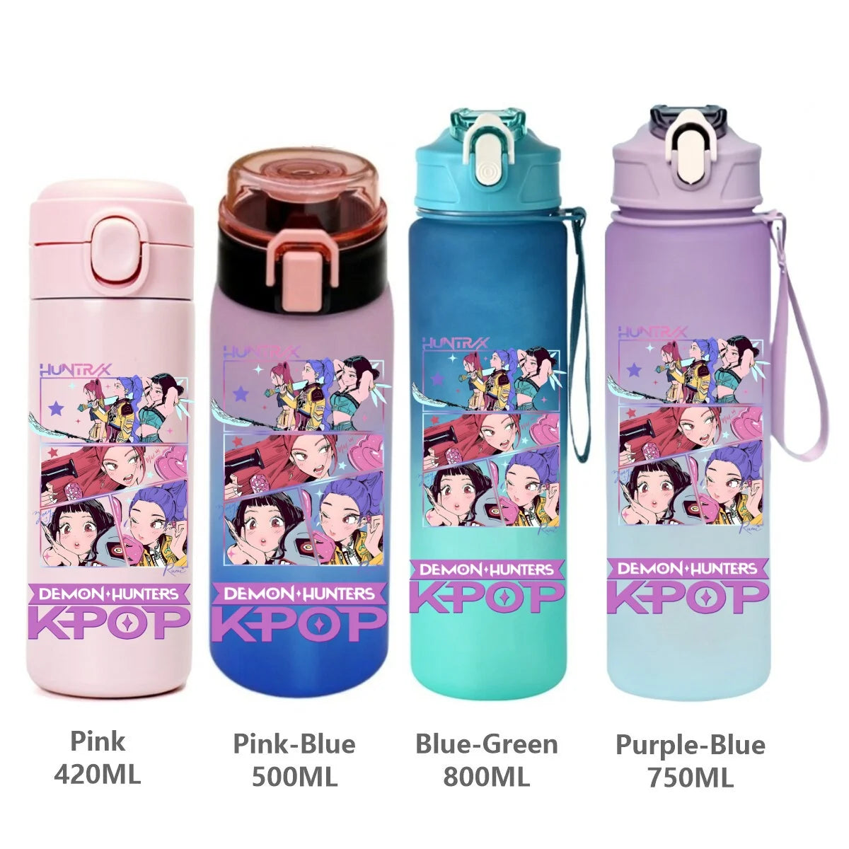 Gourde KPop Demon-Hunters HUNTR/X (Rumi, Mira, Zoey) - Bouteille Sport Isotherme ou Dégradée