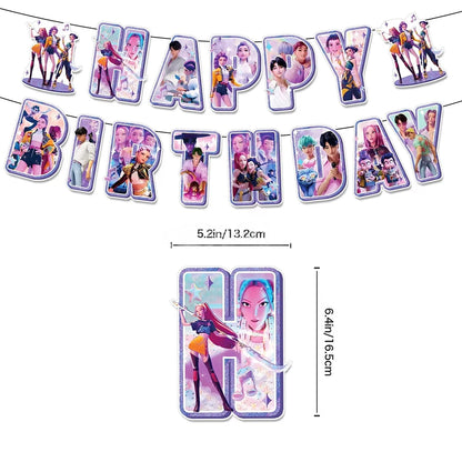 Kit de Vaisselle de Fête KPop Demon-Hunters HUNTR/X & Saja Boys - Décoration Anniversaire Thème K-Pop