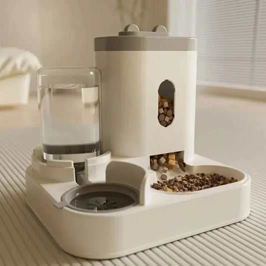 Distributeur Automatique 2 en 1 pour Chat et Chien – Fontaine à Eau + Réservoir de Croquettes