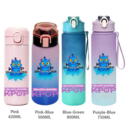 Gourde KPop Demon-Hunters HUNTR/X (Rumi, Mira, Zoey) - Bouteille Sport Isotherme ou Dégradée